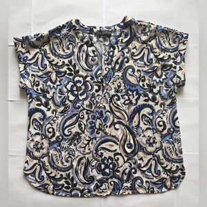 Fred David Blue Paisley Floral Blouse | Women’s Lightweight Boho Top